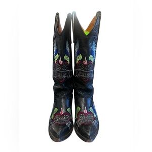 Women's Black Embroidered Cowboy Boots